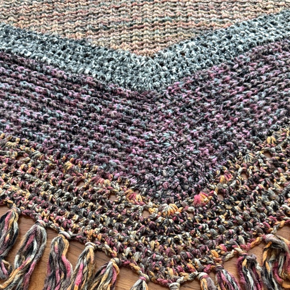 Free PeopleMulticolor Knitted Shawl with Fringe - Picture 2 of 6